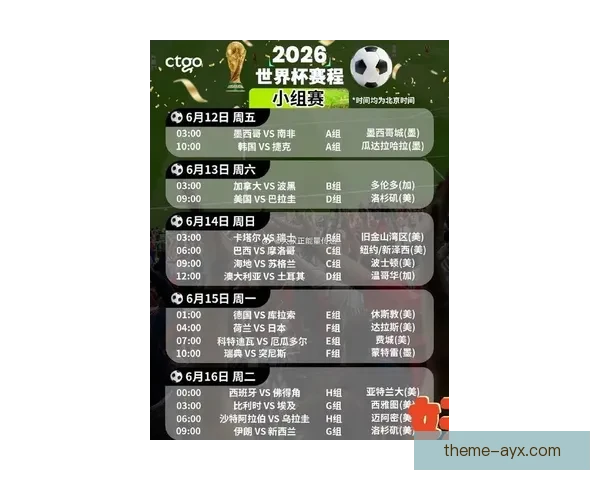 2026世界杯全赛程详细时间安排与比赛对阵一览表